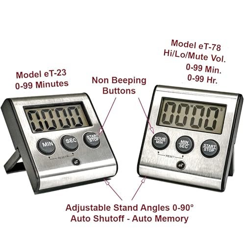 eTradewinds Elegant Digital Kitchen Timer - Stainless Steel Model eT-23, Super Strong Magnetic Back, Loud Alarm, Large Display, Auto Memory, Auto Shut-Off by eTradewinds - Image 4