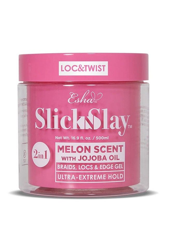 ESHA - Slick N Slay Braiding Gel 3In1 Braid And Edge Gel Ultra Extreme Hold Gel For Hair Hydrating And Conditioning Shining Gel Fast Dry Locking Gel For Locs Twists Braids (Melon 17 Oz.) - Image 1
