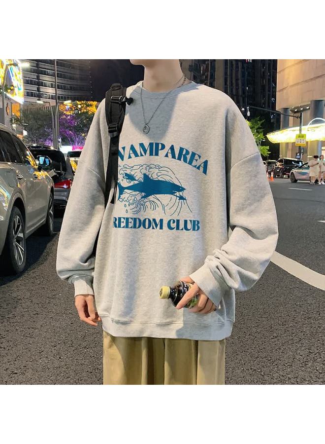 Swamp Area Men's Sweatshirt Spring And Autumn Hong Kong Style Loose Fit Sports Trend Long Sleeve Crewneck Casual Top Sar01 Heather Gray 2XL - Image 5