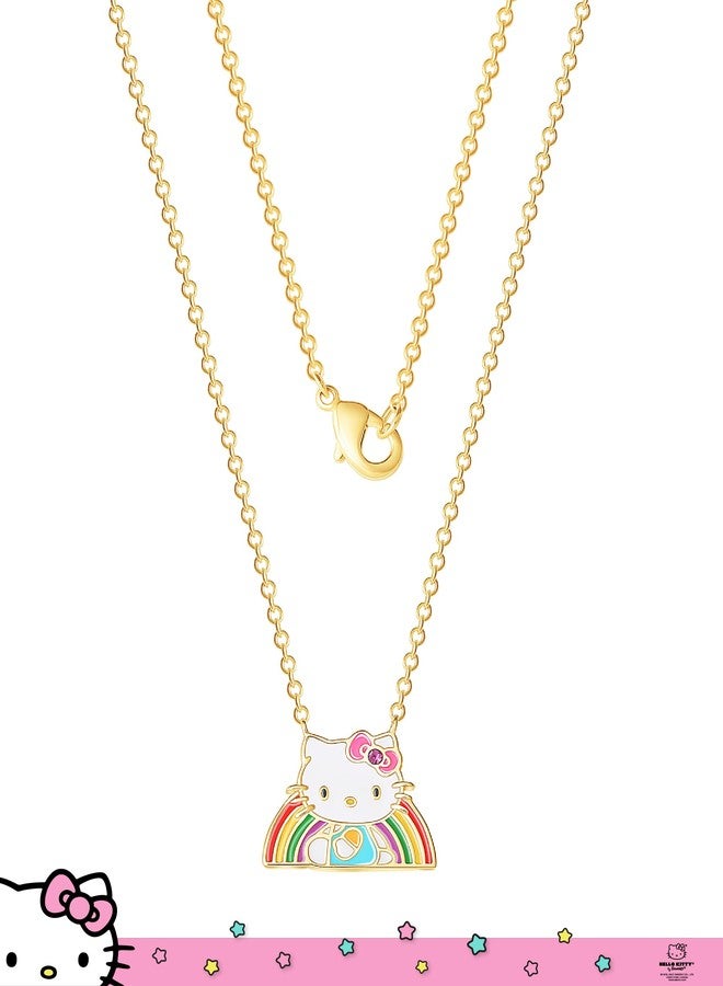 هالو كيتي قلادة هالو كيتي سانريو النسائية بألوان قوس قزح، طولها 18 بوصة - مطلية بطلاء لامع عيار 18 قيراط، مرخصة رسمياً - Image 3