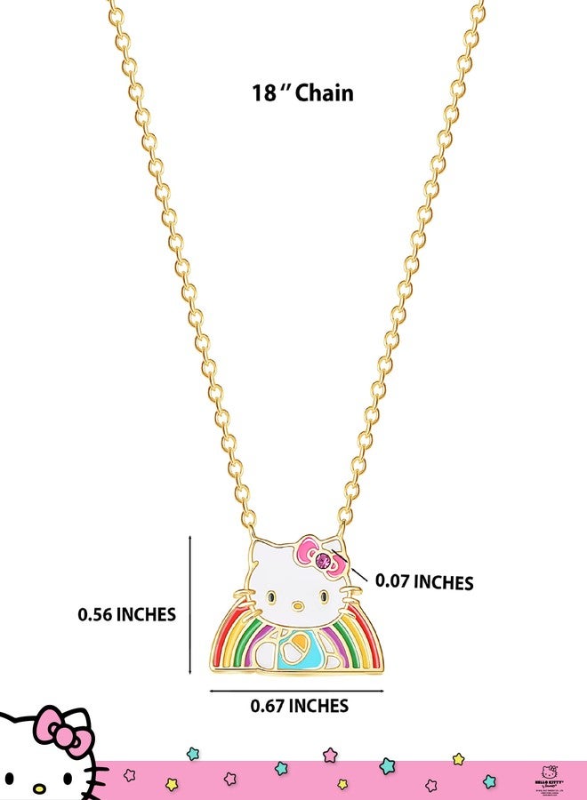 هالو كيتي قلادة هالو كيتي سانريو النسائية بألوان قوس قزح، طولها 18 بوصة - مطلية بطلاء لامع عيار 18 قيراط، مرخصة رسمياً - Image 4