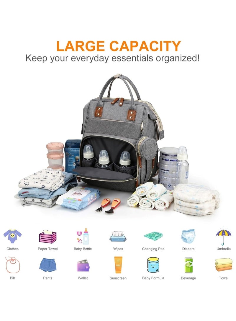 Huitich Multifunction Travel Back Pack Maternity Baby Changing Bags Large Capacity Waterproof and Stylish Grey - Image 5