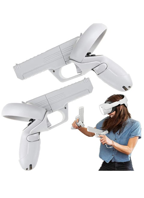VR Gamepad Compatible with Meta/Oculus Quest 2 Controllers, Grips Accessories VR Gamepad Handle Enhanced FPS Gaming Shooting Experience with Quest 2 Controller, Immersion enhanced interaction.