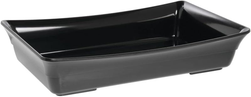 Hubert Food Display Pan, Full Size Black Melamine, Curved - 19 1/2" L x 12" W x 4" D - Image 1