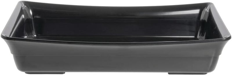 Hubert Food Display Pan, Full Size Black Melamine, Curved - 19 1/2" L x 12" W x 4" D - Image 3