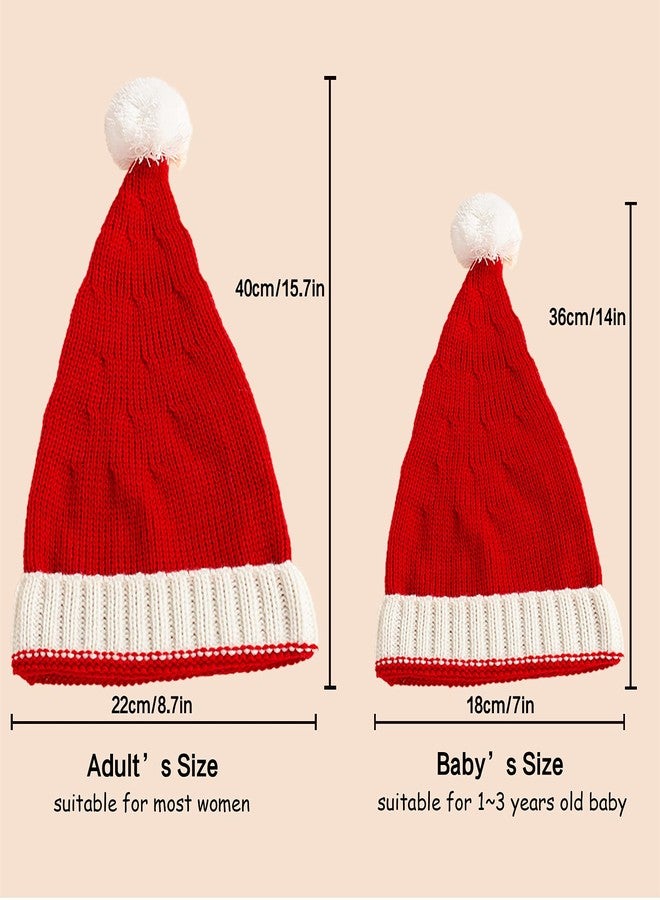 Winmany Family Matching Christmas Hat Winter Warmer Mother & Baby Knit Cap Xmas Parent-Child Pom Beanie Hat Santaa Crochet Hats - Image 5