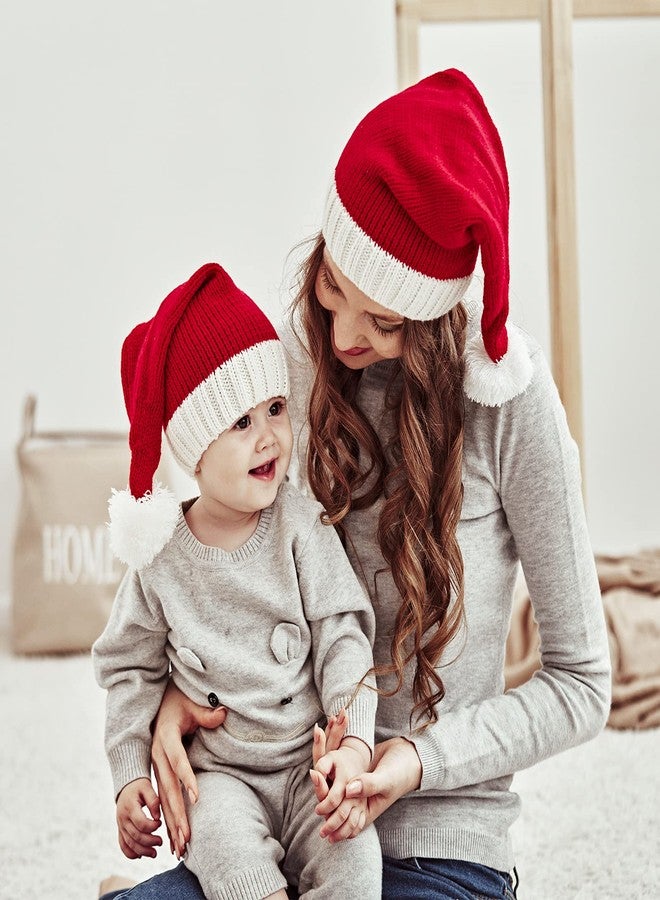 Winmany Family Matching Christmas Hat Winter Warmer Mother & Baby Knit Cap Xmas Parent-Child Pom Beanie Hat Santaa Crochet Hats - Image 4