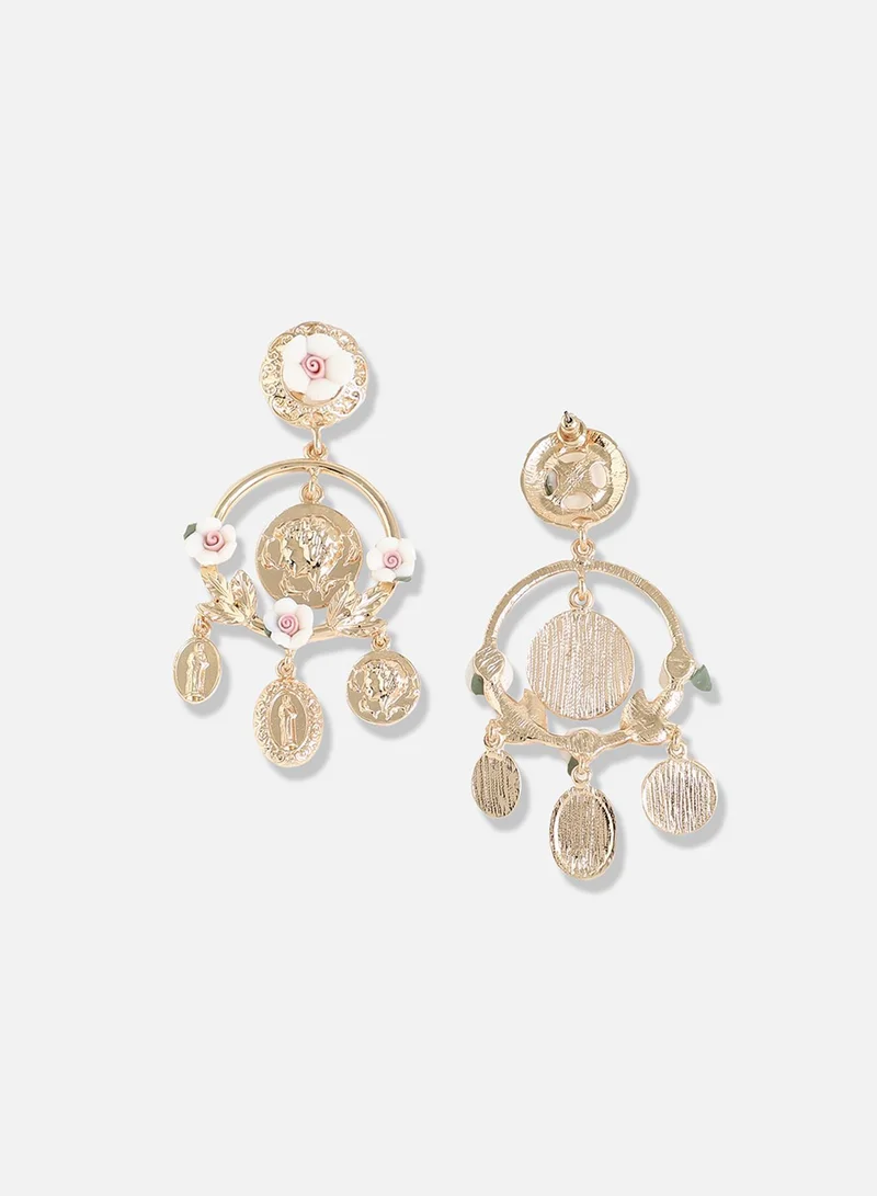 سوهي مطلية بالذهب مصمم الطرف انخفاض القرط