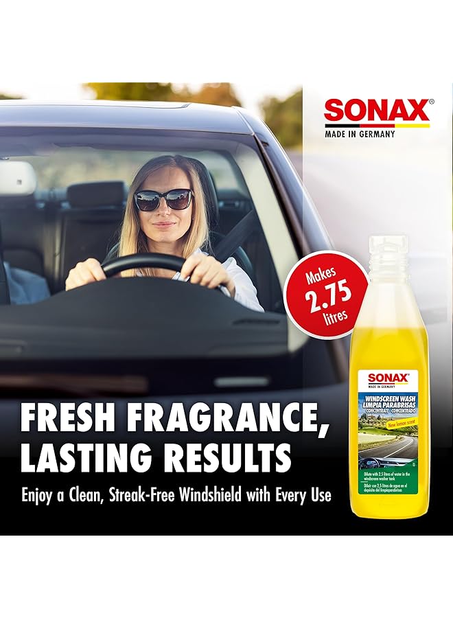 سوناكس مركز غسيل الزجاج الأمامي 1:10 - سائل تنظيف سريع المفعول للزجاج الأمامي والمصابيح الأمامية ومصابيح زينون الأمامية - يزيل على الفور بقع الحشرات والزيوت والغبار والسخام والأوساخ - برائحة الحمضيات، 250 مل - Image 5