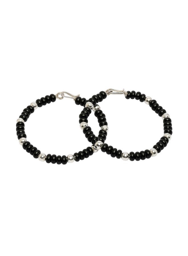 NVR Kids Set of 2 Rhodium Plated Artificial Beads Nazariya Link Bracelet - Image 1
