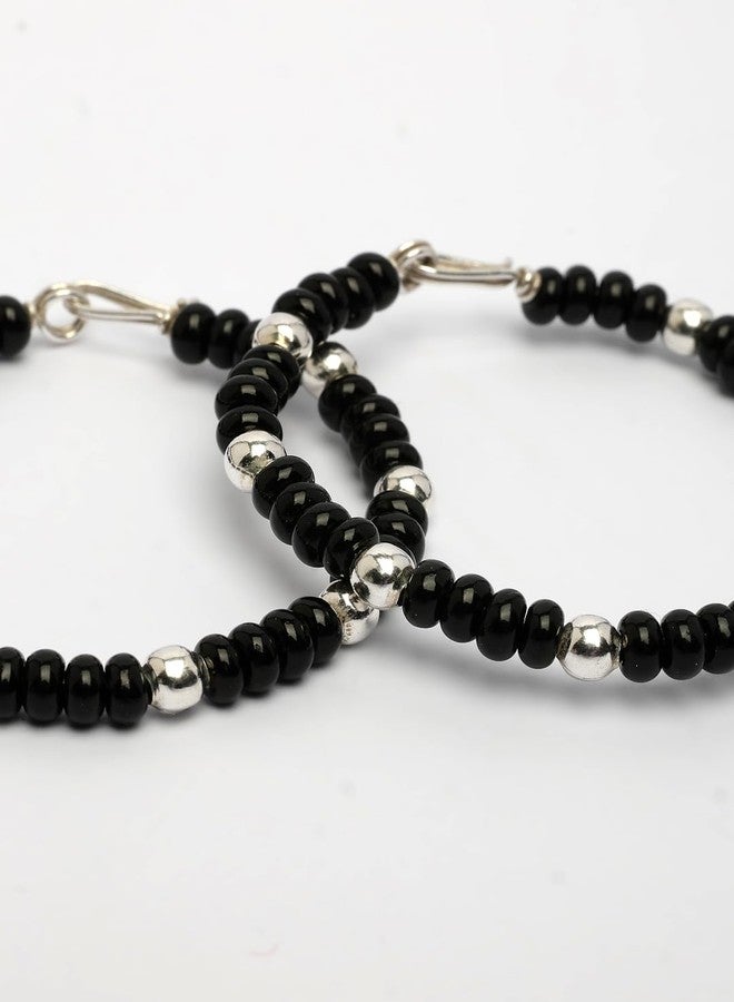 NVR Kids Set of 2 Rhodium Plated Artificial Beads Nazariya Link Bracelet - Image 4