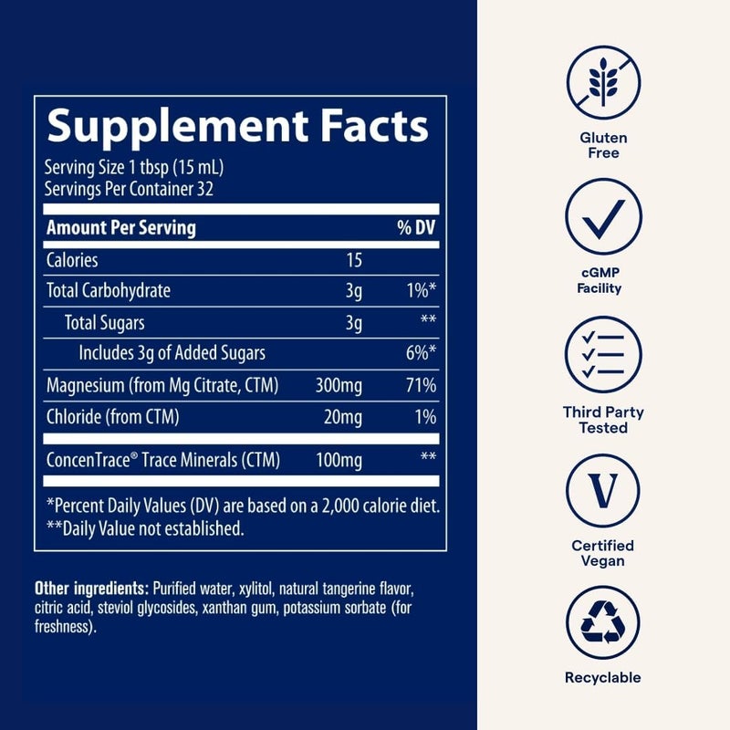 Trace Minerals Magnesium Liquid 300mg  Energy  Heart Health Support Supplement  Minerals to Aid Digestion  Hydration  Support Healthy Bones  Natural Tangerine Flavor 16 fl oz 32 Servings - Image 5