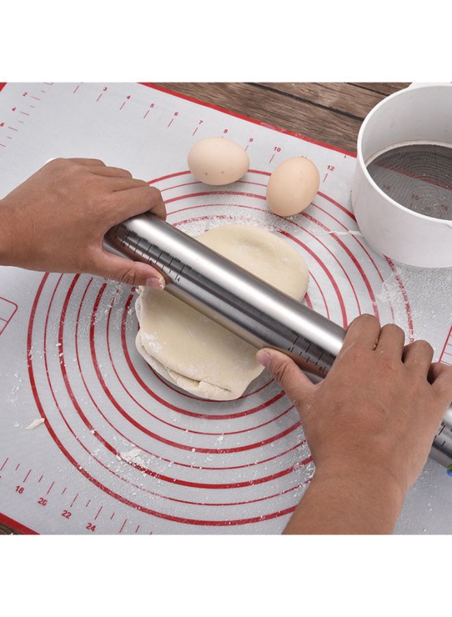 NIBEMINENT Adjustable Silicone Roller And Pastry Mat Red/Silver 15.74 x 23.62inch  - Image 2