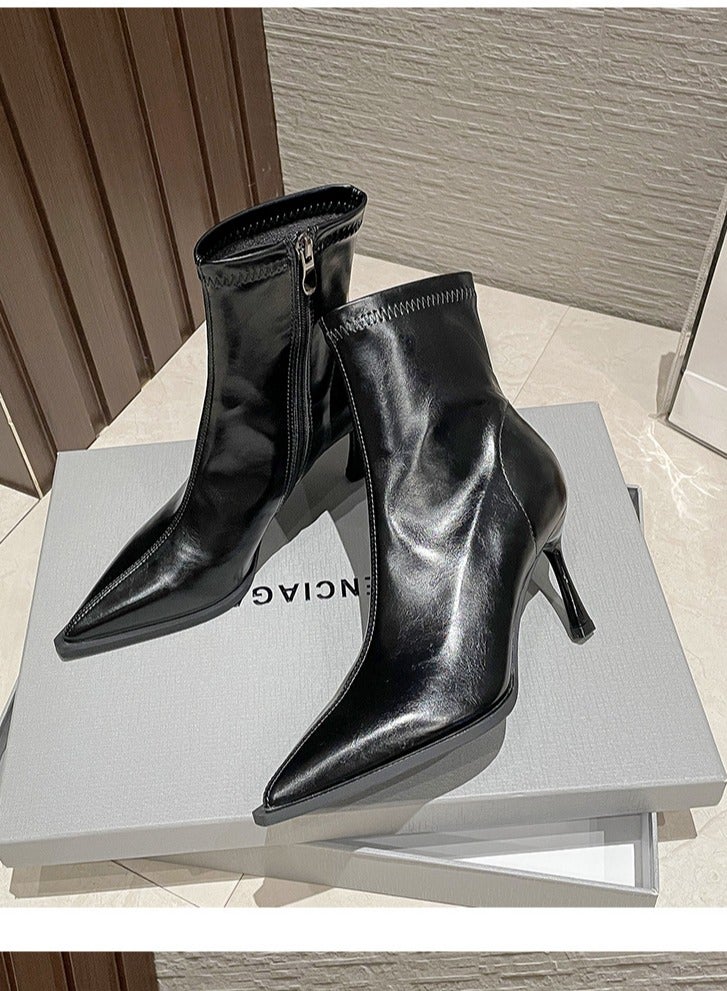 Loquat Sharp Pointed And Slender Martin Boots With Thickened Thickness - Image 2