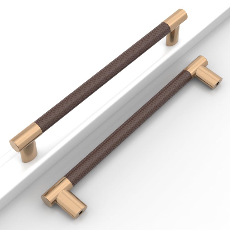 Coinkoly 10 Pack 10254mm Champagne Bronze and Brown Cabinet Pulls Knurled Antique Cabinet Hardware for Kitchen Drawers Bathroom Vanity Dresser Cabinet Handles Two Tone Zinc Alloy - Image 2