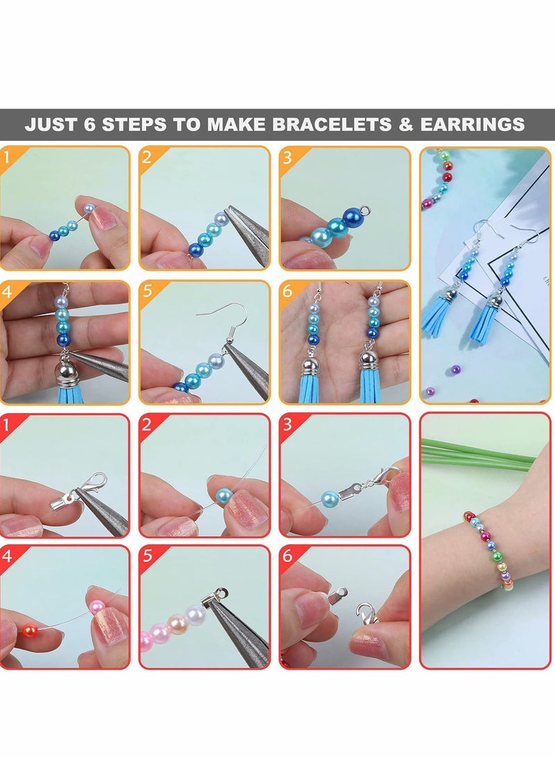 Excefore 1960PCS Pearl Beads, 6mm 28 Colors Multicolor Pearl Beads Loose Pearls for Crafts with Holes for Jewelry Making, Small Pearl Filler Beads for Crafting Bracelet Necklace Earrings - Image 4