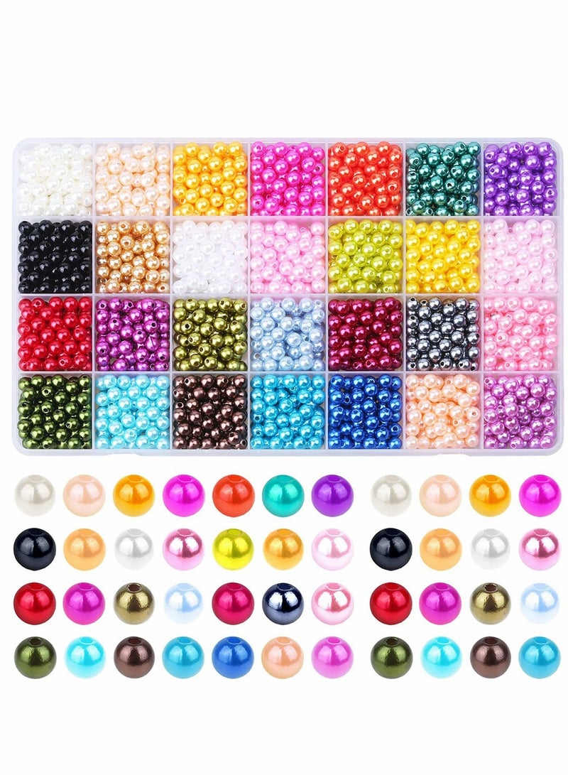 Excefore 1960PCS Pearl Beads, 6mm 28 Colors Multicolor Pearl Beads Loose Pearls for Crafts with Holes for Jewelry Making, Small Pearl Filler Beads for Crafting Bracelet Necklace Earrings - Image 1