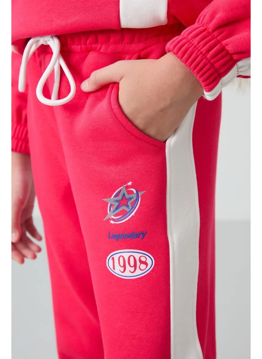 Tommy Life Viva Red Cotton Fluffy Soft Texture Standard Fit Printed Girls Tracksuit - 75166