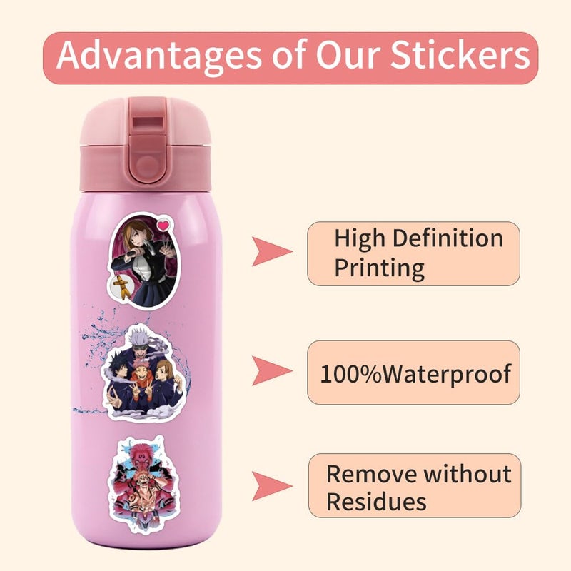 kingmagnate 55pcs Popular Jujutsu Anime Kaisen Stickers for Kids, Children's Hot Cartoon Sticker for Water Bottle,Laptop,Waterproof Vinyl Decals for Teens Girls Boys Party Supply Favor Decor(Colourful-B) - Image 2