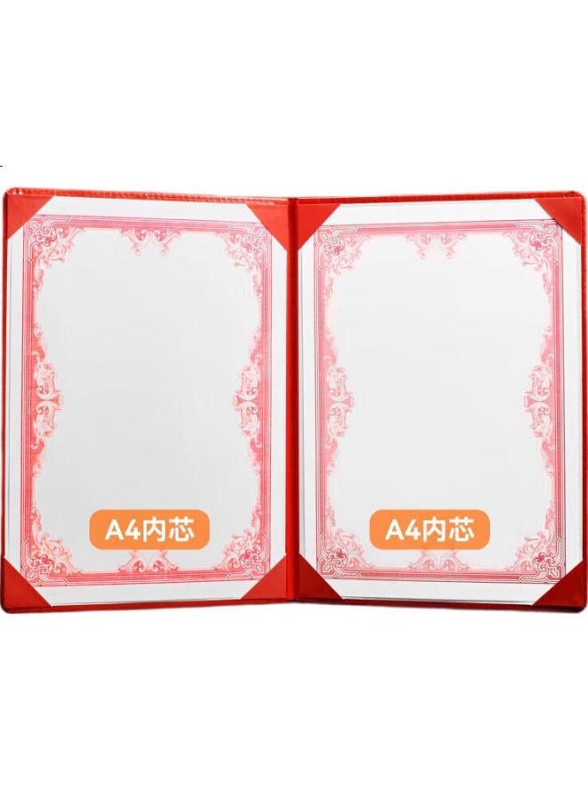 Dsb (Dishibi) Leather Speech Folder A4, Contract Cover, Speech Folder Board, Red File Folder, Speech Book, Host Poetry Reading Book [2 Inner Pages] 50862 - Image 2