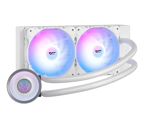 DarkFlash داك فلاش DNA240A AIO تبريد سائل لوحدة المعالجة المركزية، مضخة عالية الأداء، تزامن ARGB، مراوح PWM، مع عرض شعار داك فلاش القابل للتخصيص، متوافق مع Intel 1851/1700، AMD AM4/AM5 (أبيض) - Image 1