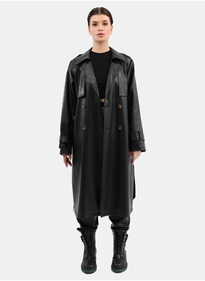 ASTK Faux leather classicTrench coat  - Image 1