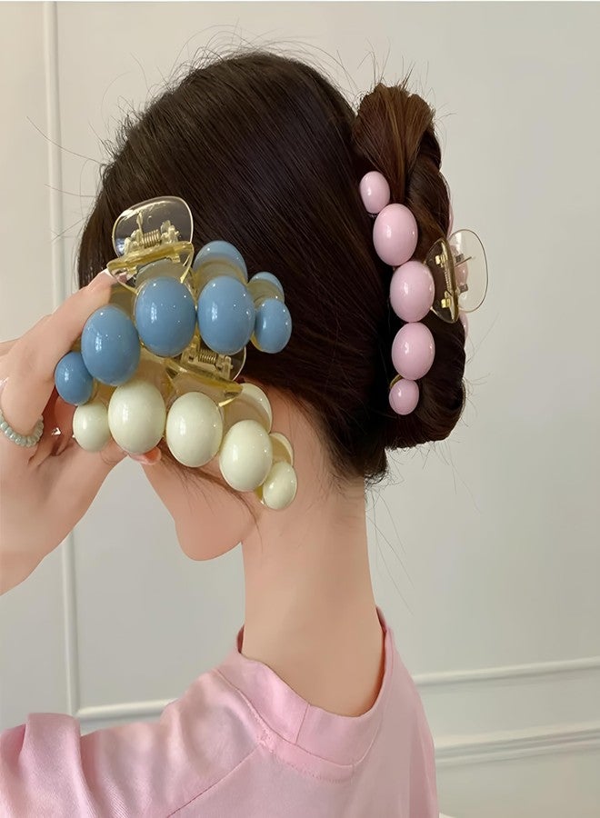 Pactiv 3pcs Matt Imitation Pearl Hair Claw Clip, Plastic, Solid Color, Oblong Shape, Large Size, Single Piece, for Women and Girls 14+ - Image 2