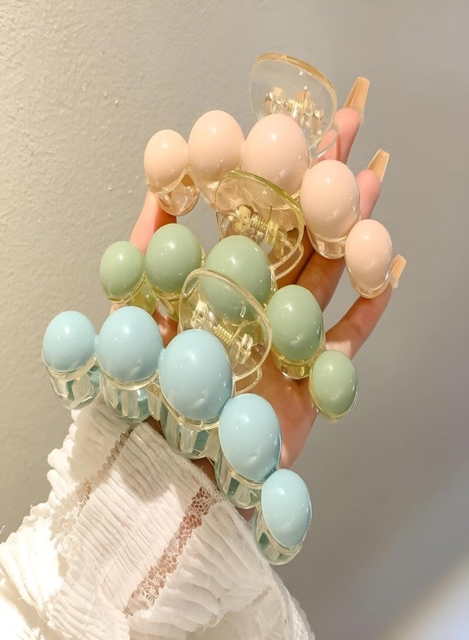 Pactiv 3pcs Matt Imitation Pearl Hair Claw Clip, Plastic, Solid Color, Oblong Shape, Large Size, Single Piece, for Women and Girls 14+ - Image 1