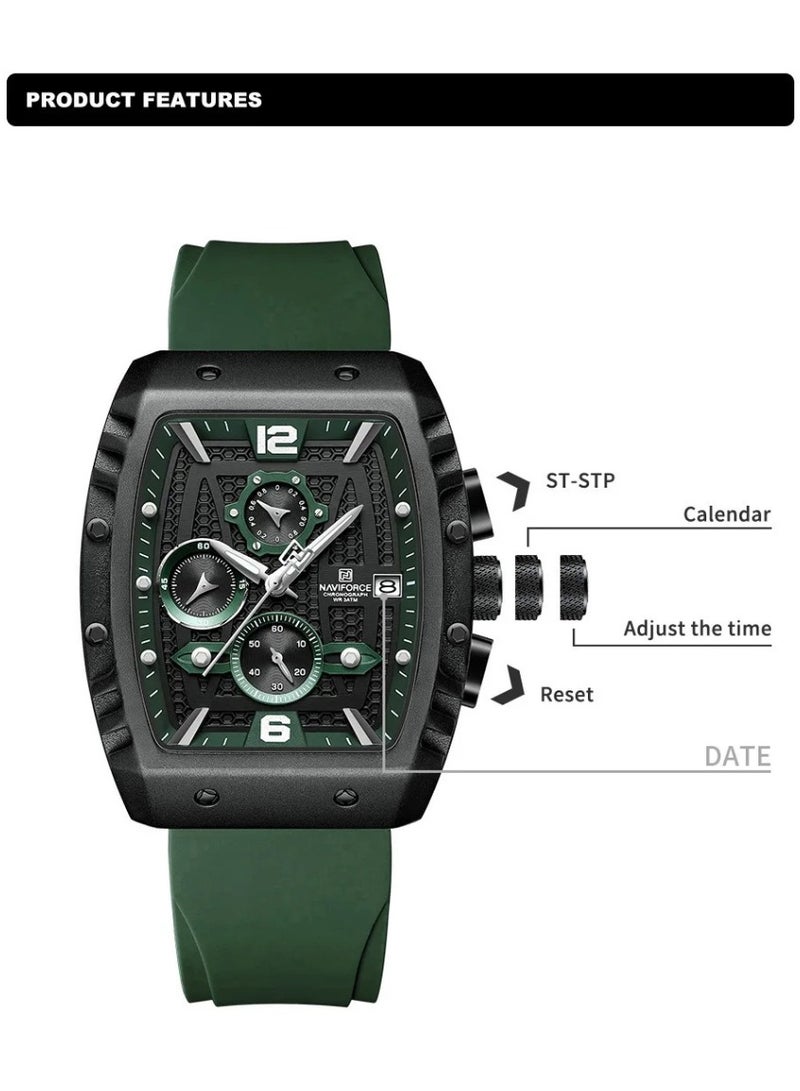 NAVIFORCE Waterproof Chronograph Sport Watch for Men, with Auto Date Quartz Wrist Watch, Colorful Silicone Band NF8025 - Image 3