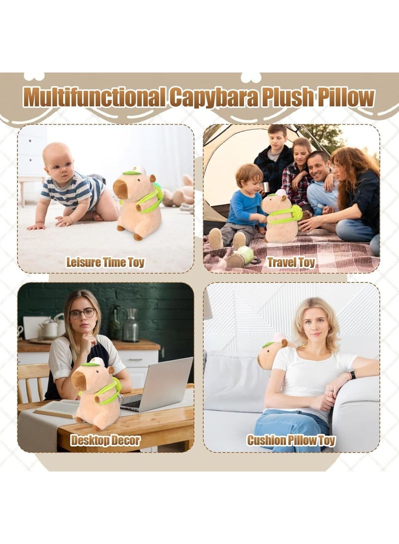 Zikra Capybara Plush Kawaii Capybara Stuffed Aniamls with Green Tennis Backpack Capybara Toys Hugging Gifts Capybara Plushie Doll Pillow for Kids - 13.8Inch - Image 3