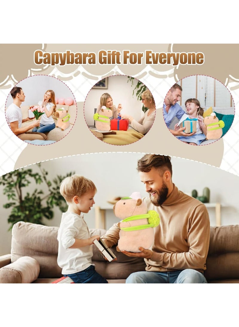Zikra Capybara Plush Kawaii Capybara Stuffed Aniamls with Green Tennis Backpack Capybara Toys Hugging Gifts Capybara Plushie Doll Pillow for Kids - 13.8Inch - Image 5