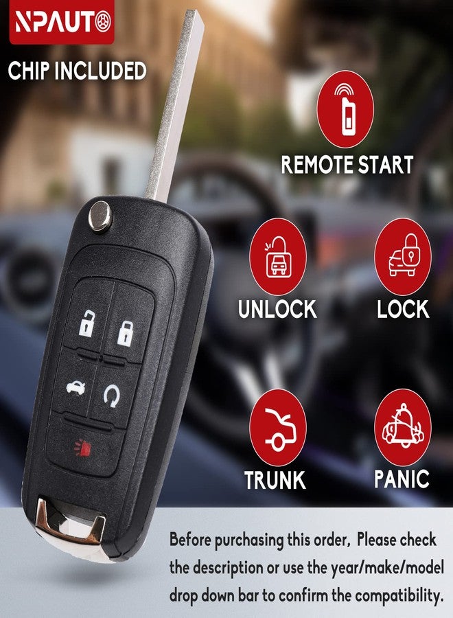 NPAUTO مفتاح بديل من NPAUTO لسيارات شيفروليه كامارو إمبالا كروز إكوينوكس | جي إم سي تيرين | بويك لاكروس ريغال فيرانو إنكور 2010-2019، مفتاح تحكم عن بعد قابل للطي للدخول بدون مفتاح (OHT01060512، 5 أزرار، عبوة من قطعتين) - Image 2