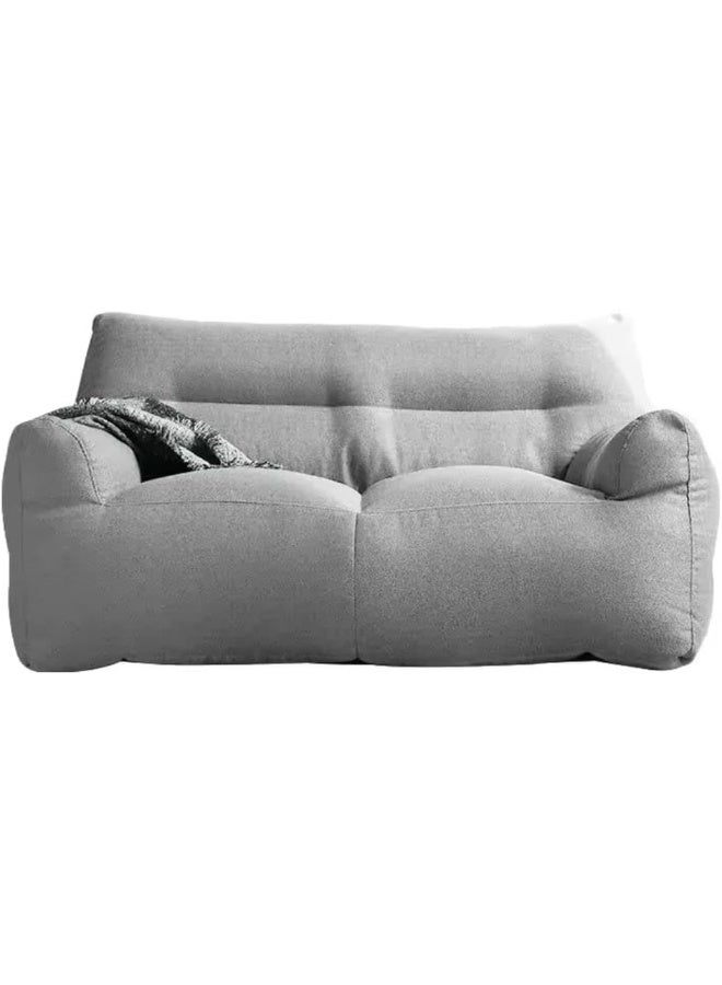 Plush Velvet Bean Bag Sofa - 2-Seater (Gray) - Image 1