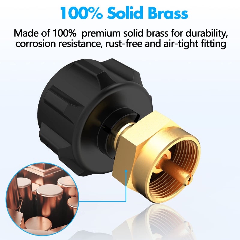 Gogoonike Propane Refill Adapter for 1 lb. Tanks, Propane Adapter Fill 1lb from 20lb, LP Gas Cylinder Tank Coupler Fits QCC1 / Type1 Propane Tank and 1 lb Throwaway Disposable Cylinder (Black) - Image 4