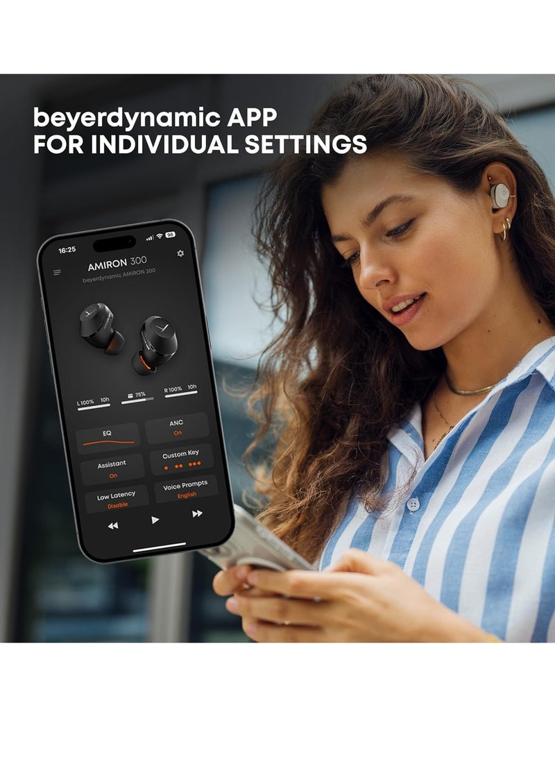 بيير ديناميك Beyerdynamic Amiron 300 True Wireless Noise Cancelling Earbuds, Multipoint Bluetooth® 5.3 with Active Noise Cancellation, Up to 10 Hours of Battery Runtime,Black - Image 4