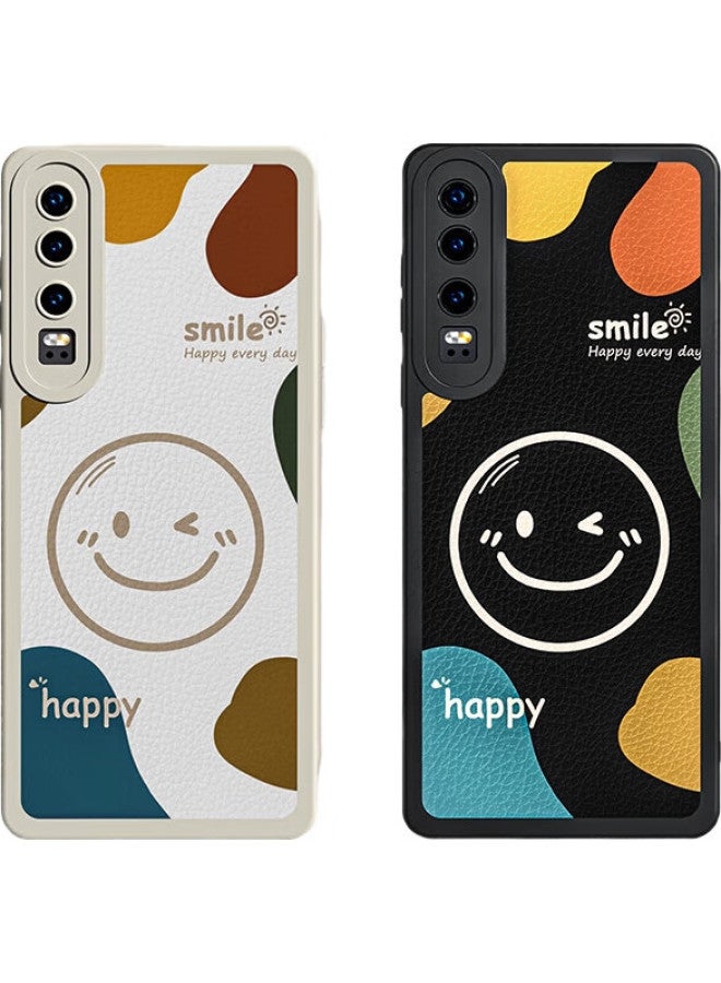 Hotfire Huawei P30 Phone Case, Huawei P30 Protective Cover, Shockproof Smiley Lamb Skin Frosted Upgraded Lens Full Protection Silicone Case For Men And Women, Unique - Antique White - Image 2