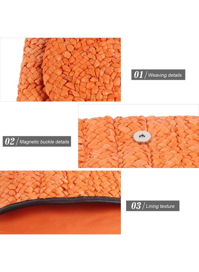 LUI SUI Women Straw Clutch Purse Handbag Straw Shoulder Bag Summer Beach Bag Woven Bag Envelope Purse Wallet  - Image 4