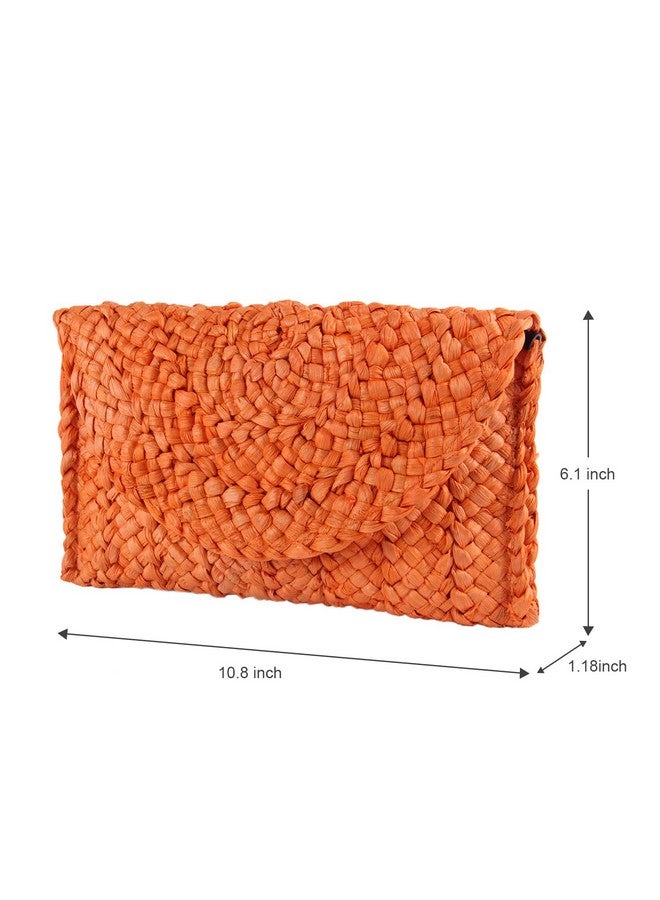 LUI SUI Women Straw Clutch Purse Handbag Straw Shoulder Bag Summer Beach Bag Woven Bag Envelope Purse Wallet  - Image 5