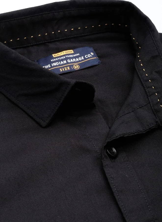 The Indian Garage Co Men Slim Fit Solid Full Sleeves Spread Collar Casual Shirt