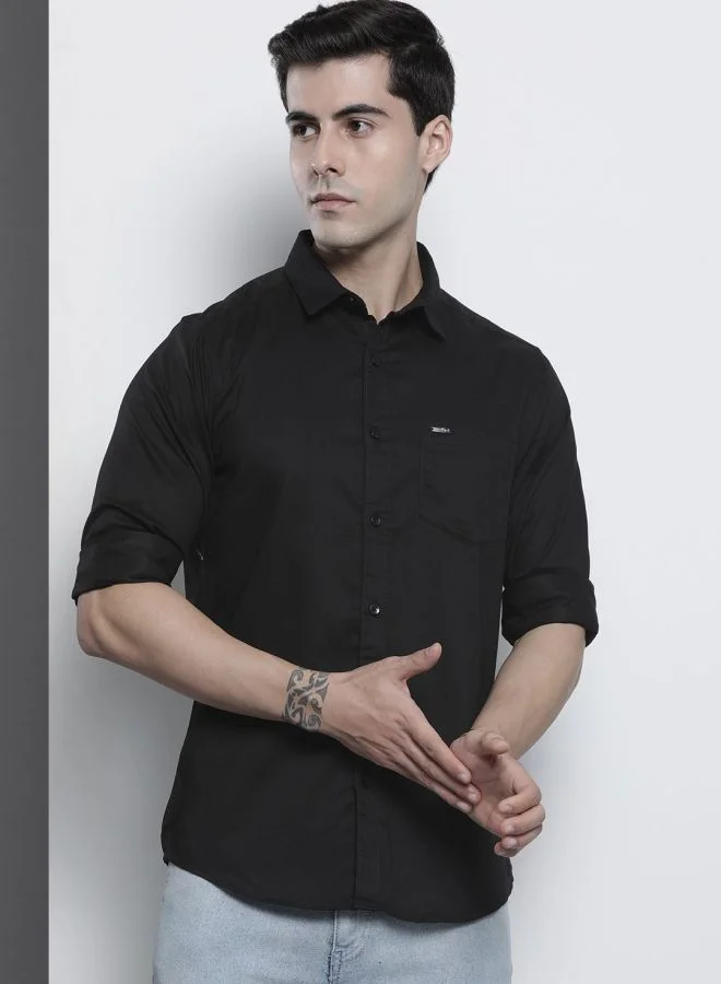 The Indian Garage Co Men Slim Fit Solid Full Sleeves Spread Collar Casual Shirt