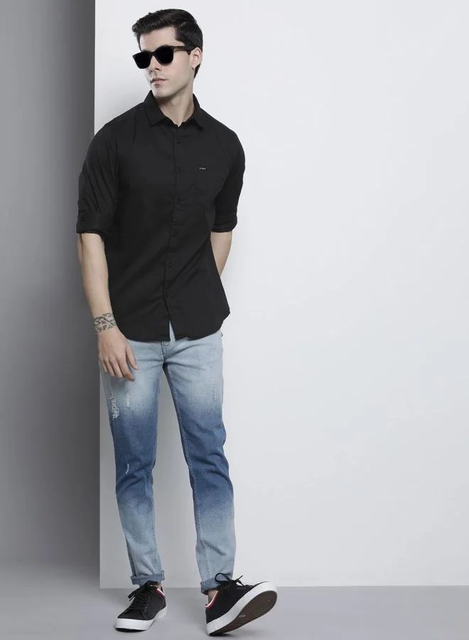 The Indian Garage Co Men Slim Fit Solid Full Sleeves Spread Collar Casual Shirt