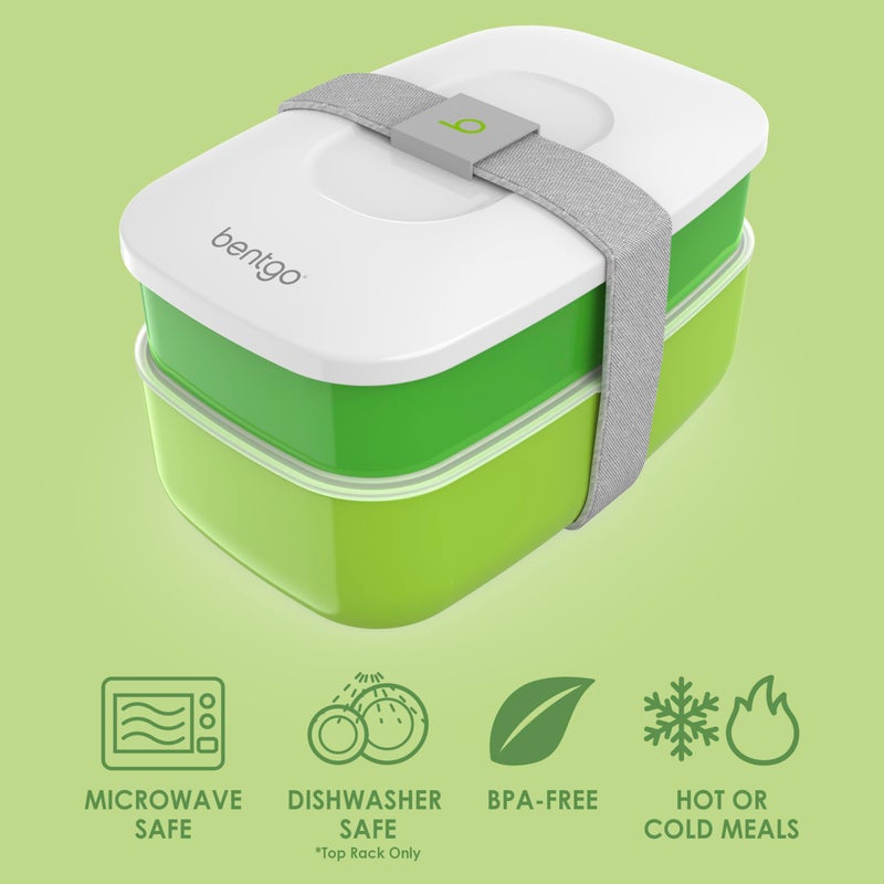 Bentgo Classic - Adult Bento Box, Stackable 3-Compartment Lunch Box with Removable Utensil Set and Sealing Strap, BPA-Free, Food Container Ideal for Meal Prep, Work, and On the Go (Green) - Image 3