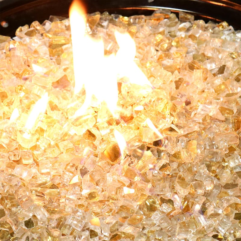 Premium Pebbles Fire Glass - Gold, 18 Pounds - 1/2 Inch High Luster Reflective Tempered Glass Fire Pit Rocks for Natural or Propane Fireplace, Safe for Outdoor and Indoor Firepits - Image 1