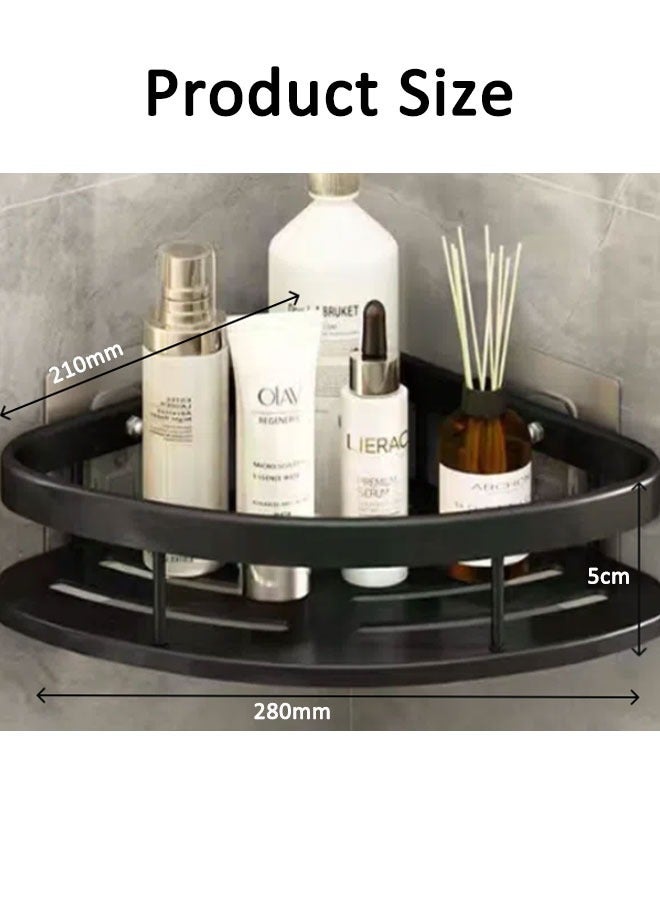 Bathroom Shelves Shower Corner Rack Self Adhesive Bathroom Shelves Basket Wall Organization for Storing Shampoo and Face Wash Suitable for Hotel/Home/Public Place（Black） - Image 2