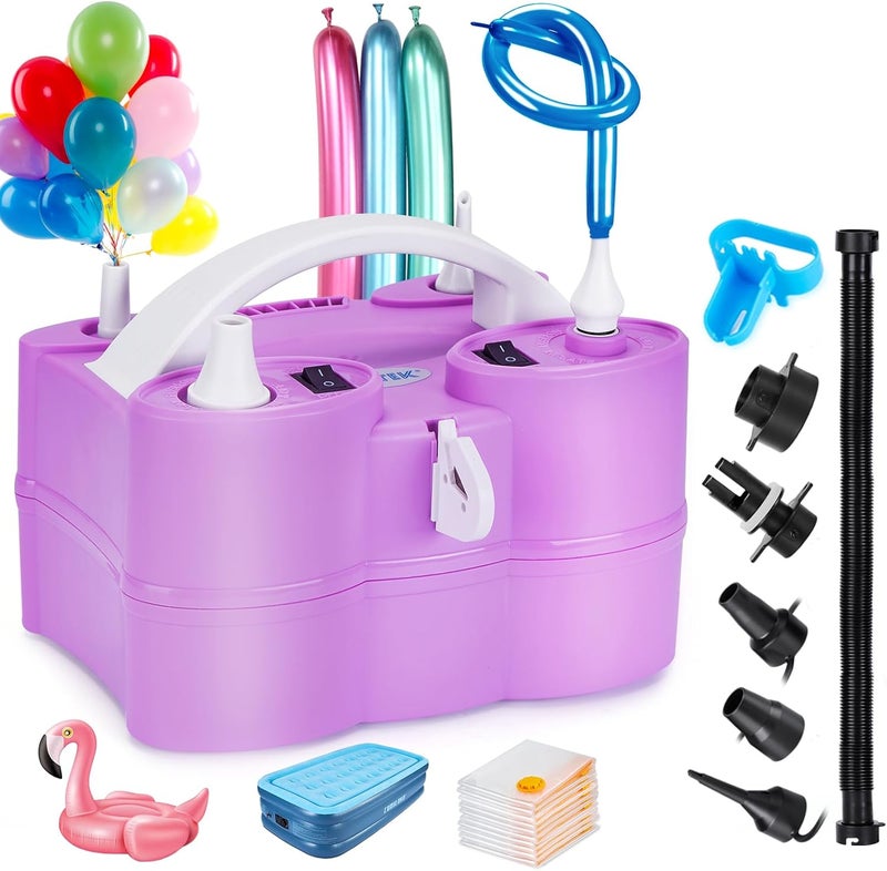 AGPtek Electric Air Balloon Pump, 110V 600W Rose Red Portable Dual Nozzle Inflator/Blower for Party Decoration - Image 1