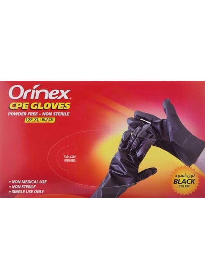 Orinex Cpe Gloves Powder Free Non Sterile Xl Black Color 100 Pcs - Image 2
