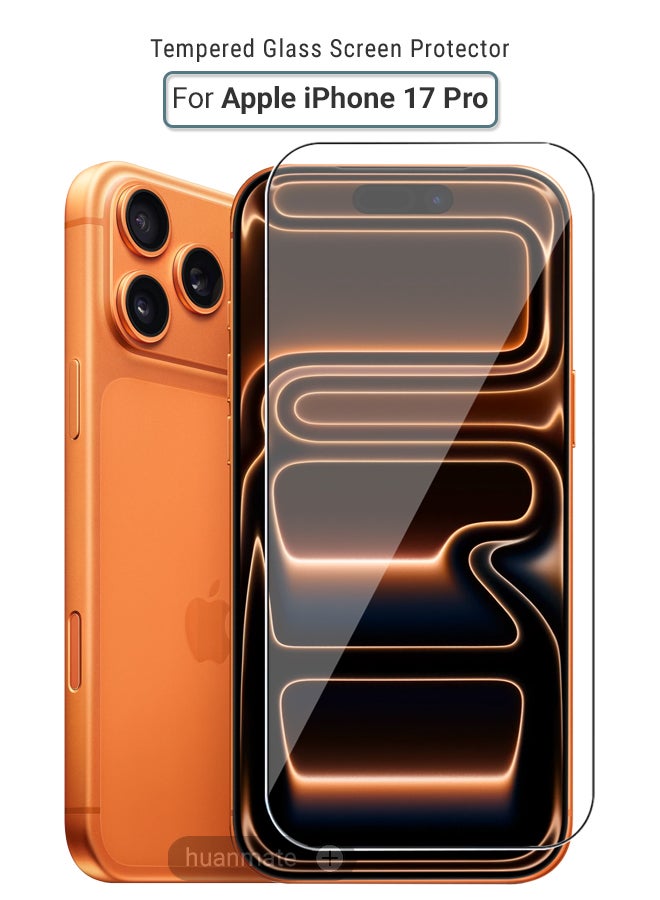 huanmate Apple iPhone 17 Pro Tempered Glass Screen Protector – High Transparency, Delicate Touch, Anti-Explosion, Smooth Arc Edges, Easy Installation, Screen Protector for Apple iPhone 17 Pro - Image 1