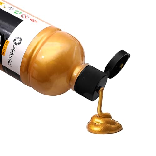 Artecho Gold Acrylic Paint - Large Bottle 500ml / 17oz, Craft Paint for Canvas, Rocks, Wood, Fabric, Ceramic, Non-Toxic - Image 3