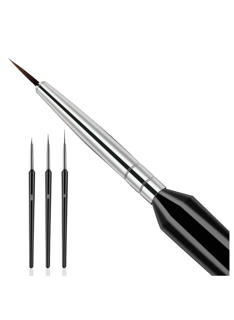 Captaintech 3PCs Nail Art Brushes, Miniature Fine Detail Paint Brush Set, Nail Art Design Painting Pen Brush for DIY & Professional Use - Image 1