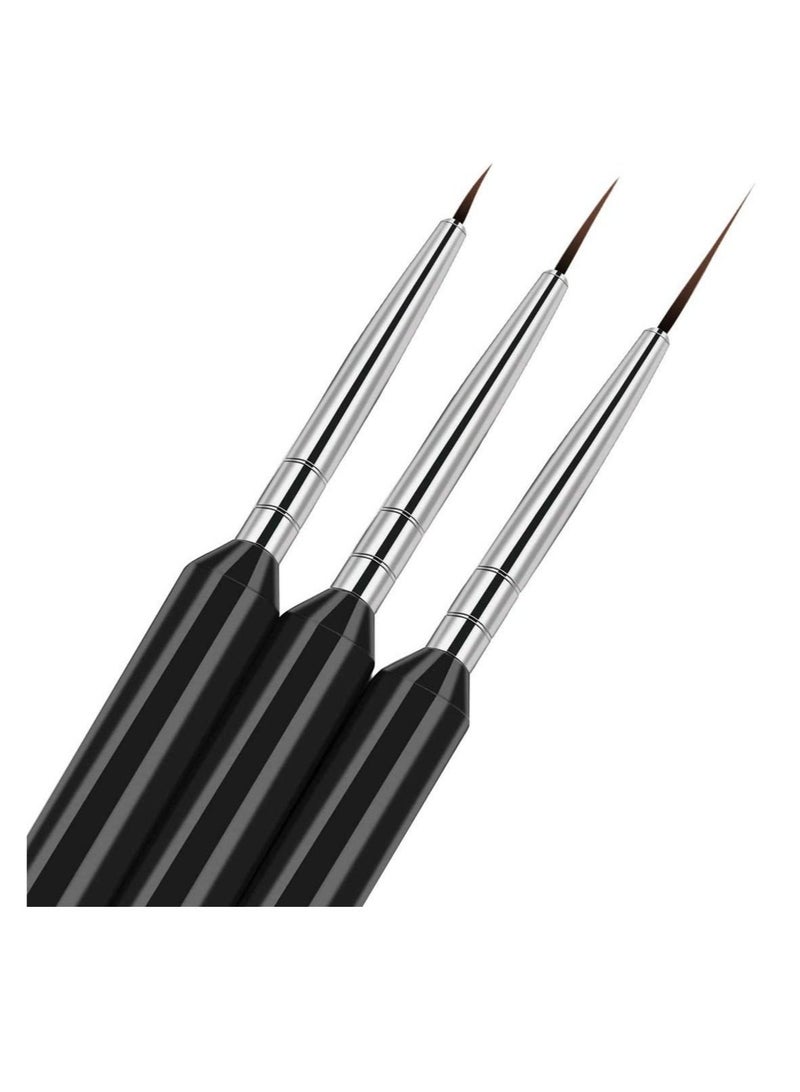 Captaintech 3PCs Nail Art Brushes, Miniature Fine Detail Paint Brush Set, Nail Art Design Painting Pen Brush for DIY & Professional Use - Image 3